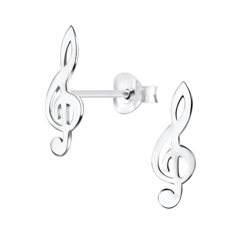 925 Sterling Silver g clef music note Stud Earrings Hypoallergenic, lead & nickel free Safe 7418