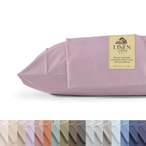 Linen Home 100% Cotton Percale Pillowcases Queen Size,