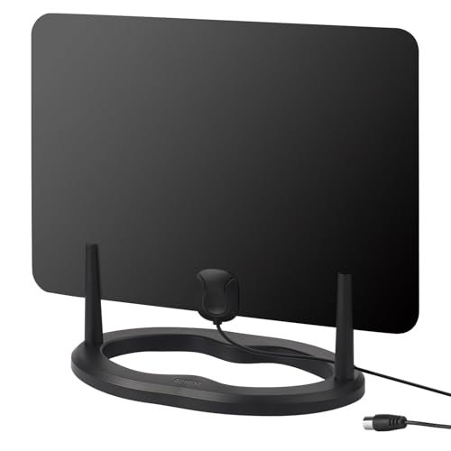 August DTA455 - Antenne TV Intérieur Puissante Numérique - Antenne TNT HD 1080p+ Extérieur Haut Gain 5dBi Longue portée 50km - Fixation Murale ou...