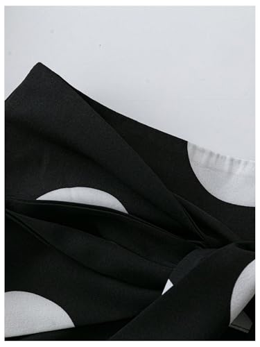 OYOANGLE Women's Polka Dots Ruffle Midi Skirt Bow Tie High Waisted Elegant A Line Skirts4