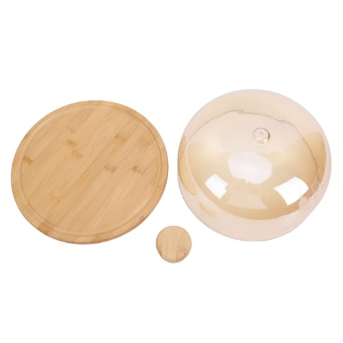 Aramox 11 Inch Wood Cake Stand with Lid, Glass Dome