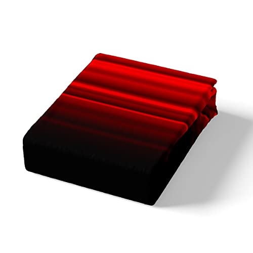 Abstract Ombre Decor Bed Sheets Kids Teens Red And Black Sheet Set Fashion Sheets Girls Boys Room Decor Full Size,1 Flat Sheet +1 Fitted Sheet+2 Pillowcases,4Pcs Bedding #TOP3