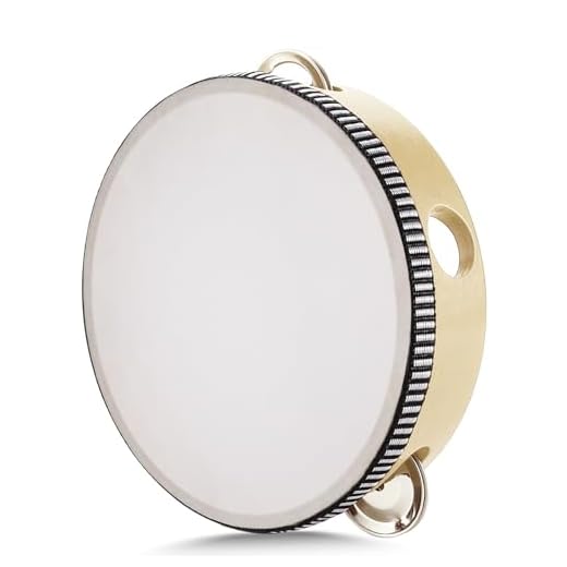 Flexzion Pandereta Redonda de Madera para Ni�os y Adultos de 6" Pulgadas con Fila �nica de 8 Pares de Cascabeles, Instrumento de Percusi�n de Mano para Principiantes y Profesionales del Tamboril