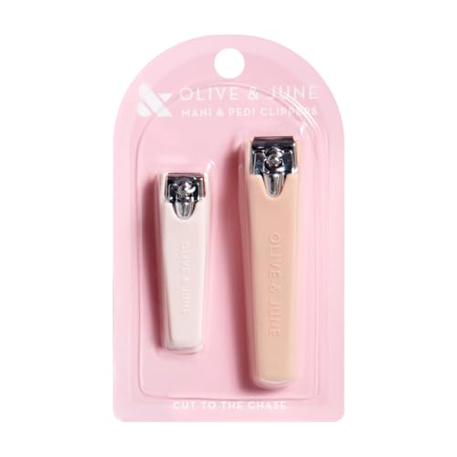 Olive & June Nail Clipper Set | Flat-Edge Clippers for Manis & Pedis | Small Clipper for Fingernails & Large Clipper for Toenails | Salon-Quality Nail Prep Tools for At-Home Manicures & Pedicures