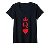 donna queen of hearts for women vintage poker playing cards queen maglietta con collo a v