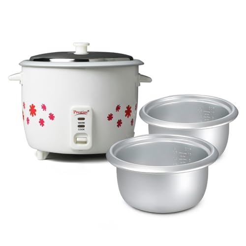 Prestige PRWO 1.8-2 Electric Rice Cooker| 2 Aluminium Cooking Pans | Stainless Steel...