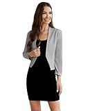 ❤ 3/4 Ärmel,vorne offen mit einzelnen Frontknopf,Einfarbig,Taillierter Blazer Damenjacke.
