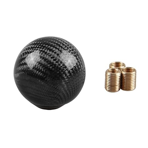 RYANSTAR Carbon Fiber Shift Knob Gear Shifter Knobs with 3 Adapters Round Ball Stick Shifter Level Black