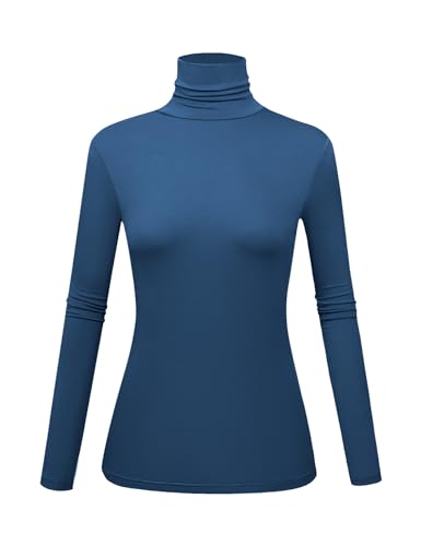Image of Women's Long Sleeve Turtleneck Shirts Slim Fitted Lightweight Base Layer Casual Tops