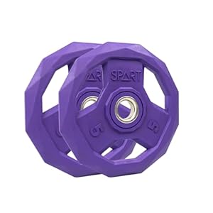 SPART Color Coded Weight Plate 1-Inch Rubber Coated Standard Grip Plate for Barbell,Solid Cast Iron Weight Plates for Strength Training,Weightlifting,Crossfit, Fit All 25/28mm Barbells