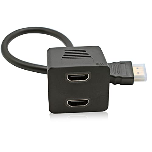 HDMI Splitter Adapter Male to Dual HDMI Female | 1 in to 2 Out Cable | HDMI Splitter Adapter Cable | Support Two displays from 1 Input |