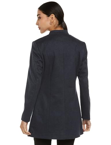 Image of Qube By Fort Collins Women's Semi-Long Tweed Coat with Knitted Finish - Elegant Winter Outerwear for Casual and Formal Looks