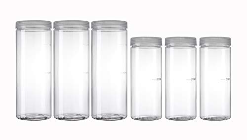 Silicook Clear Plastic Jar, Set of 6-32oz & 11oz, Round Shaped, Transparent, Food