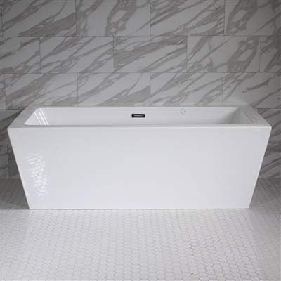 SanSiro 'Asti59CWJ' 59 x 34 inch Center Drain WATER JETTED High Gloss White ACRYLIC Freestanding Bathtub