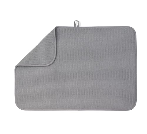 Bellemain XL Dish Mat 24' x 17' ( LARGEST MAT ) Microfiber Dish Drying Mat , Super absorbent ( Dark Gray )