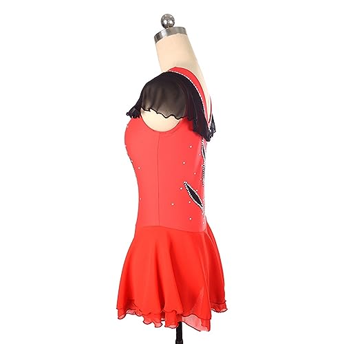Vestido de patinação artística, strass brilhante de emenda de duas cores Competição de patinação art
