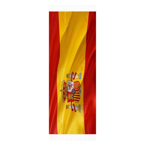 Bufanda con borlas de moda estilo bandera nacional, accesorio cálido para chal, 78.7 x 27.6 pulgadas, ligera, 249 g, cachemira de imitación de alta calidad, España, 78.7 inch x 27.6 inch
