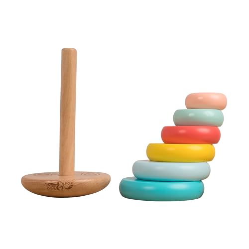 Owl & Fox Shape Stacking Wooden Topple Tower, Traditional Stacking Montessori Developmental Toy for Infants and Toddlers 12 months+, FSC Certified, 19.5 (h) x 10 cm - Image 4