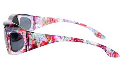 Fit Over Wrap Sunglasses Polarized Lens Wear Over Eyeglasses 100% UV Protection- 1 Floral Hard Case included3