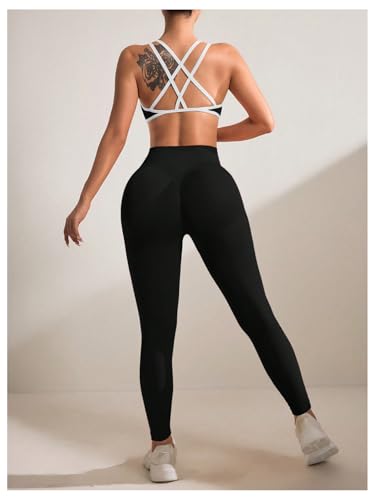 SHENHE Women's Seamless Workout Set Cross Back Sports Bra High Waist Leggings 2 Piece Tracksuit3