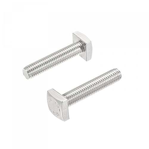 uxcell Square Head Bolt, 2pcs M6x30mm Fully Thread 304 Stainless Steel Grade C Square Machine Screws