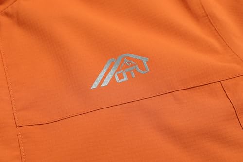 OTU Men's Lightweight Waterproof Hooded Rain Jacket Outdoor Raincoat Shell Jacket for Hiking Travel Orange XXL