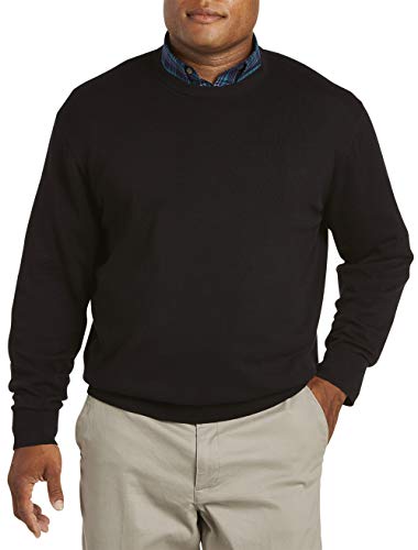 Harbor Bay by DXL Big and Tall Crewneck Pullover, Black, 4XLT