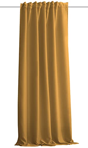 HOMEbasics Acustico - Tenda acustica in tinta unita, protezione da rumore, calore, freddo e spifferi + oscuramento curry 245 x 135 cm