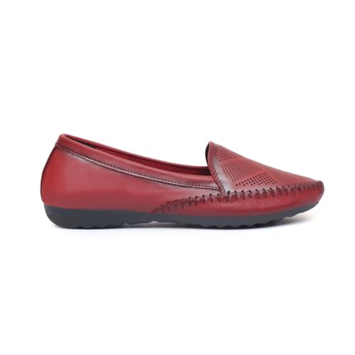 Image of Zoom Shoes Genuine Burnished Leather Brogue Bellies for Women and Girls ZVTR-01 | Ideal for Casual Events, Parties, and Ethnic Looks | Memory Cushioned Insole with Anti-Slip Sole