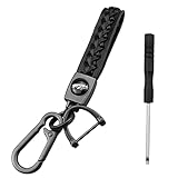 inodiref Llavero de Cuero Trenzado Llavero Cuero Coche Llavero Trenzado con Destornillador para Colgar Llaves o como Decoración para Hombres y Mujeres ( Negro Mate)