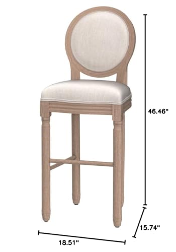 Image of Virabit Bar Height Chairs Set of 2, French Country Bar Stools with Solid Wood Frame and Upholstered Seating, Vintage Bar Stools