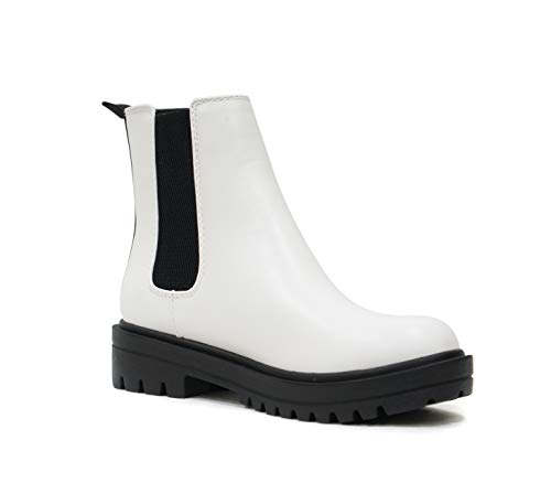 Image of Soda Pilot ~ Women Lug Sole Low Heel Chelsea Fashion Ankle Bootie w /Double Elastic Gore