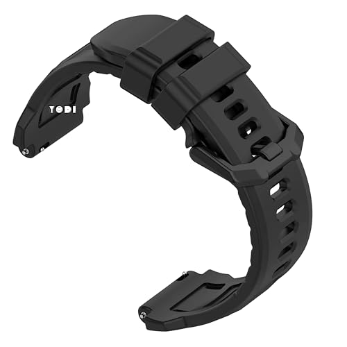 Image of YODI Sporty Silicone watch Strap Band Compatible With Amazfit T Rex 3 pro 44MM Watch Strap Only Compatible For Amazfit Smartwatch Strap, uses for Men. (Black, T-REX 3 PRO 44MM)