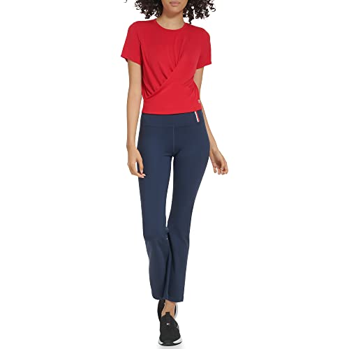 Tommy Hilfiger Women's Cropped Fitness Tee Printed Reflective Logo T-Shirt, Rich Red #TOP3