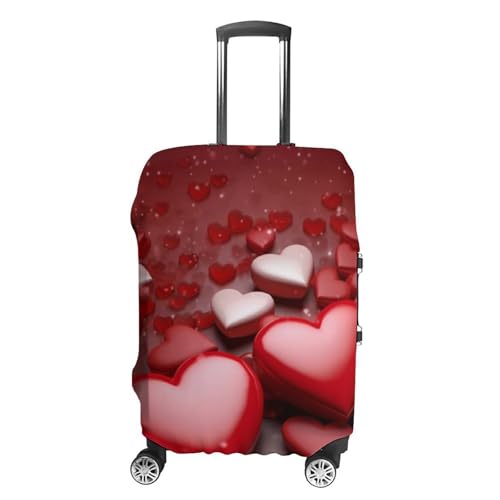 Valentines Love Hearts Luggage Cover, Elastic Luggage Protector Fits 19-32in Suitcases, Washable & Anti-Scratch Suitcase Cover for Men Women M