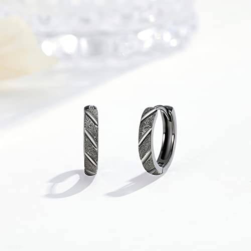Pendientes negros de plata de ley 925 hipoalergénicos unisex 4