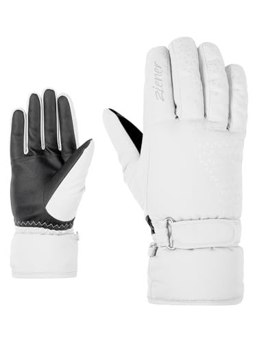 Ziener Damen KISAR Ski-Handschuhe/Wintersport | wasserdicht, PFC frei, White, 7