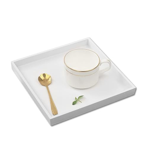 20 X 20cm Bandejas Decorativas Cuadradas, Mesa Bandeja De Madera Blanca, Decorativa Bandejas para Servir Comida, Multifuncional Bandejas Cosméticos para Joyería, Comida, Decoración De Mesas De Café