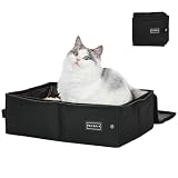 petsfit 猫 ポータブルトイレ 折りたたみ猫用トイレ 漏れにくい・安定構造 フタ付き 洗える 防水 軽量 持ち運び便利 旅行・帰省・防災用 ブラック