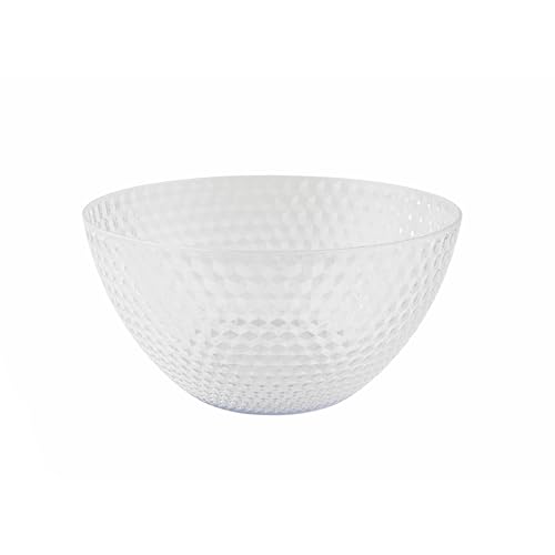 Cambridge CM07657EU7 Fete Cuenco grande de mesa con diseño de diamante, cuenco para ensaladas de plástico sin BPA para exteriores, fiestas, casas de vacaciones y acampadas, transparente