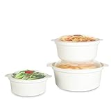 AiQInu Juego de 3 Boles para Microondas con Tapa de Válvula de Vapor, Redondo Recipiente Microondas sin BPA, Apto Lavavajillas, Para Comida Preparada, Calentar y Guardar Alimentos, Apilables