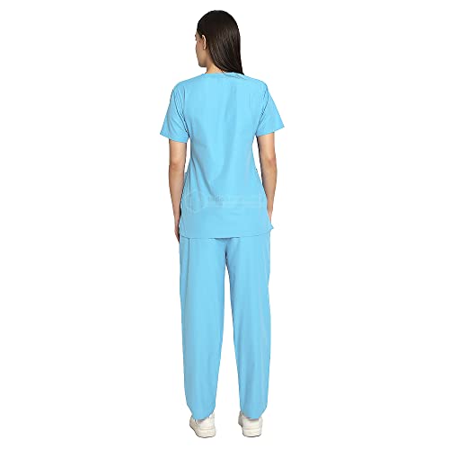 Image of IS IndoSurgicals Faux Wrap Scrub Suits for Doctors Women OT Dress (XXS, Light Blue)