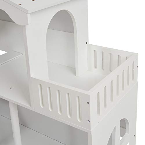 Liberty House Toys Weißes Holz Puppenhaus Bücherregal mit Dach Terrasse Balkon, 116cm H x 83cm W x 30.5cm D – Bild 6