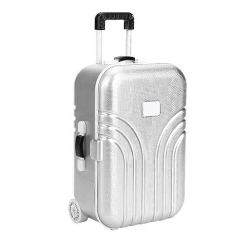 Baby Suitcase Toy Cute Plastic Rolling Suitcase Mini Luggage Box (Silver)