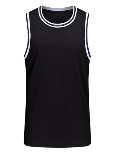 HULIJA Camiseta sin mangas para hombre, camiseta de baloncesto, camiseta deportiva, camiseta de tirantes para correr, baloncesto, Negro , L