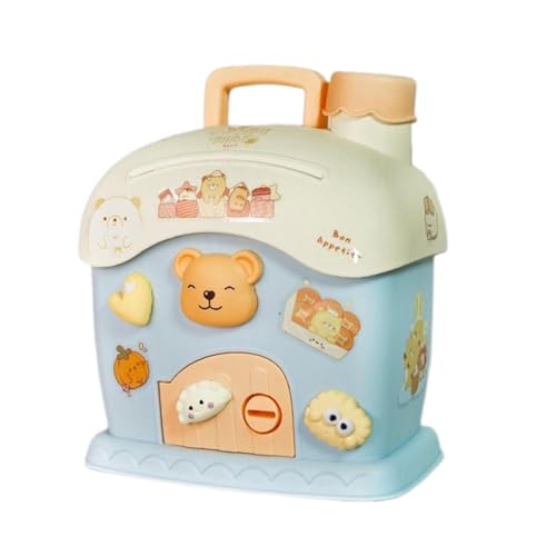 ハウスマネーバンク、かわいいコインバンク | ハウスコインバンククリームハウス マネーコインバンクボックス キー付き,男の子、女の子向けの貯金箱、テーブルの装飾、部屋の装飾用の収納貯金箱