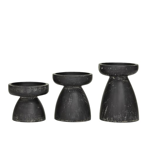 Deco-79-Wood-Decorative-Candle-Holder-Candle-Stand-Set-of-3-Candlestick-Holder-6-5-4H-Black Deco 79 Wood Decorative Candle Holder Candle Stand Set of 3 Candlestick Holder 6 5 4H Black