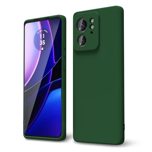 oakxco for Motorola Moto Edge 2023 Phone Case Liquid Silicone, Thin Slim Soft Rubber Gel TPU Plain Protective Simple Cover for Women Girl Cute, Matte Solid Color Aesthetic, Dark Green