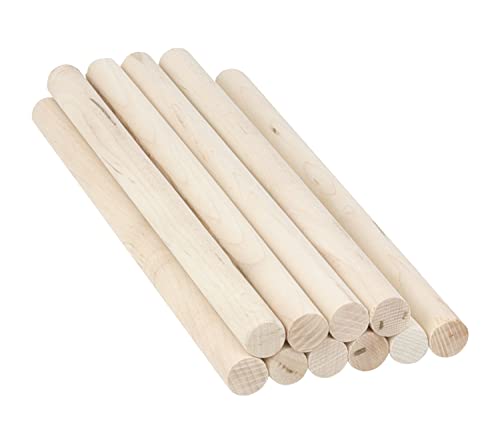 Pennsylvania Woodworks Maple Wooden Dowel Rods - Solid Hardwood Sticks for Crafting, Macrame, DIY & More - Paint Grade, Unfinished Wood Dowels - Sanded Smooth, Kiln Dried - (3/4' x 12”, 10 Pack)