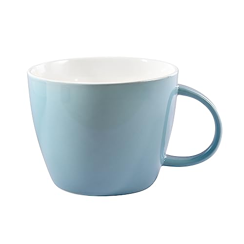 fMSDD Turquoise Jumbo 30 Ounce Porcelain Mug for Soup, Coffee, Tea, Ice Cream, Fruit, Cereal, Milk, Mocha, Cocoa and Mulled Drinks, Dishwasher and Microwave Safe